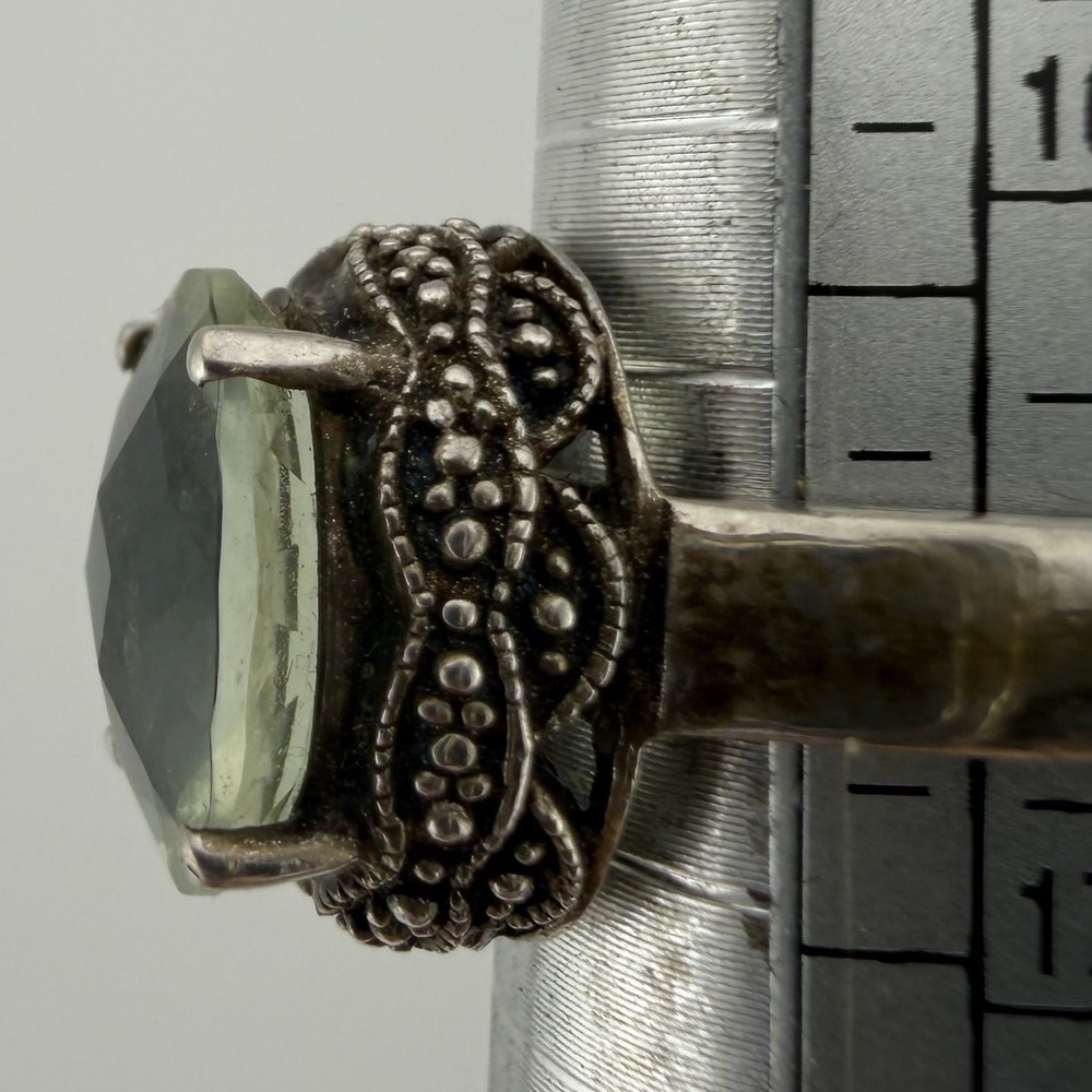 Unbranded Womens Green Amethyst Ring Size 6 Sterling Silver 925 Boho Oval Gem - Picture 5 of 9